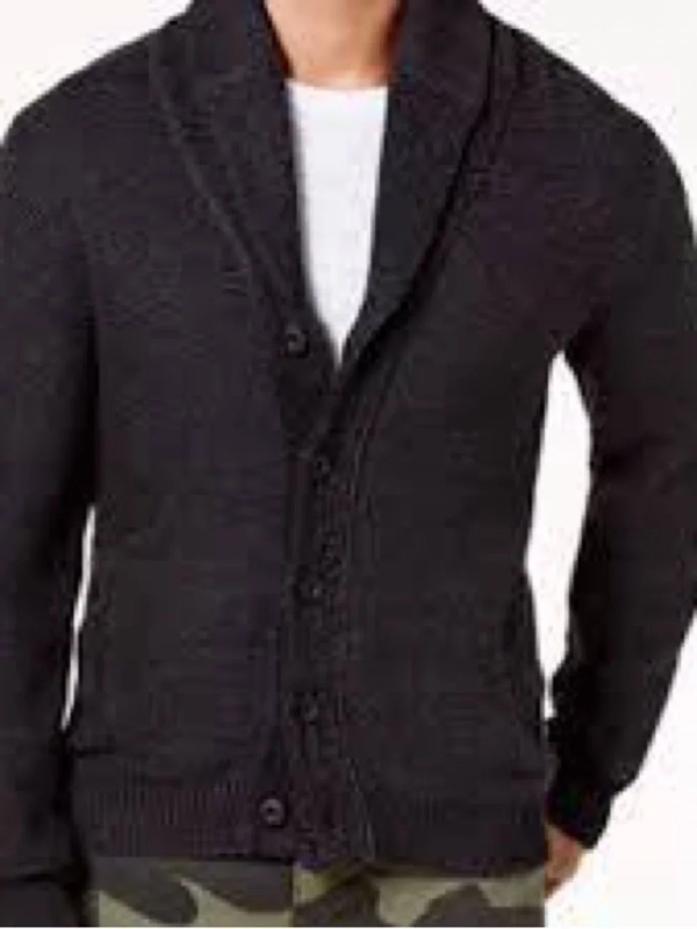 Banana Republic Men's Charcoal Shawl-Collar Cardigan